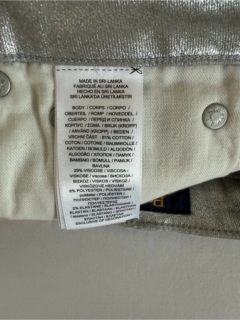 Polo Ralph Lauren Kids Cortina Sliver The Tompkins Skinny Jeans size 16